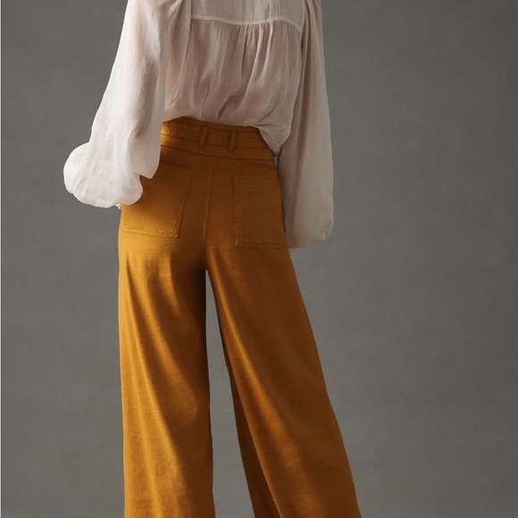 By Anthropologie belted wide-leg pants in gold - Picture 1 of 6